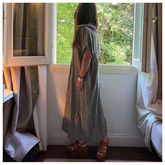 MADE IN ITALY 🇮🇹 LINEN Taupe MAXI  DRESS - Picture 6 of 6